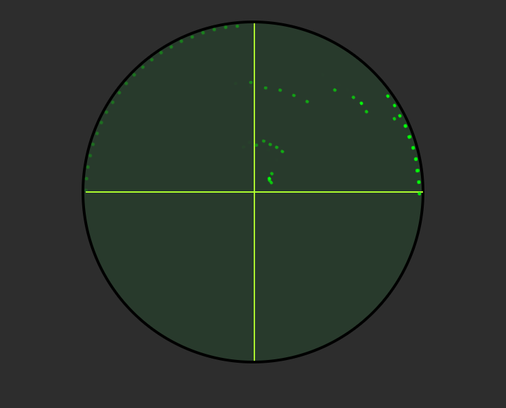 An image of the sonar radar-like interface, rendering realtime sonic sensor data.