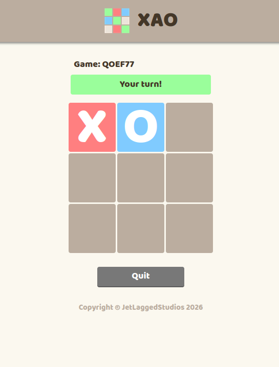An image showing a game in progress with a banner telling the user that it is their turn.